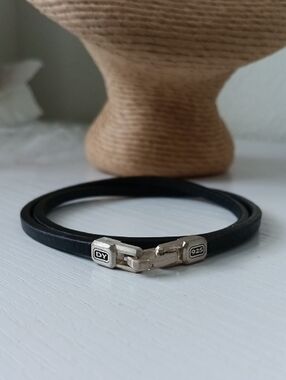 David Yurman Men's Black Steamline Sterling Silver Leather Wrap Bracelet